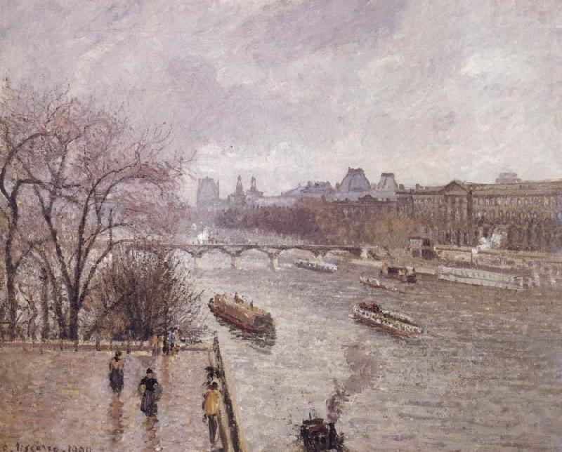 Camille Pissarro The Louvre,morning,rainy weather oil painting image